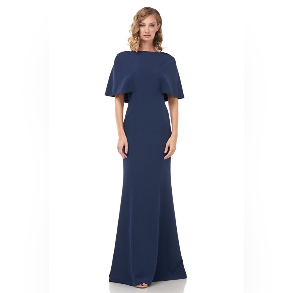NWOT Kay Unger Monroe Capelette Dress, Size 8, 
Prussian Blue